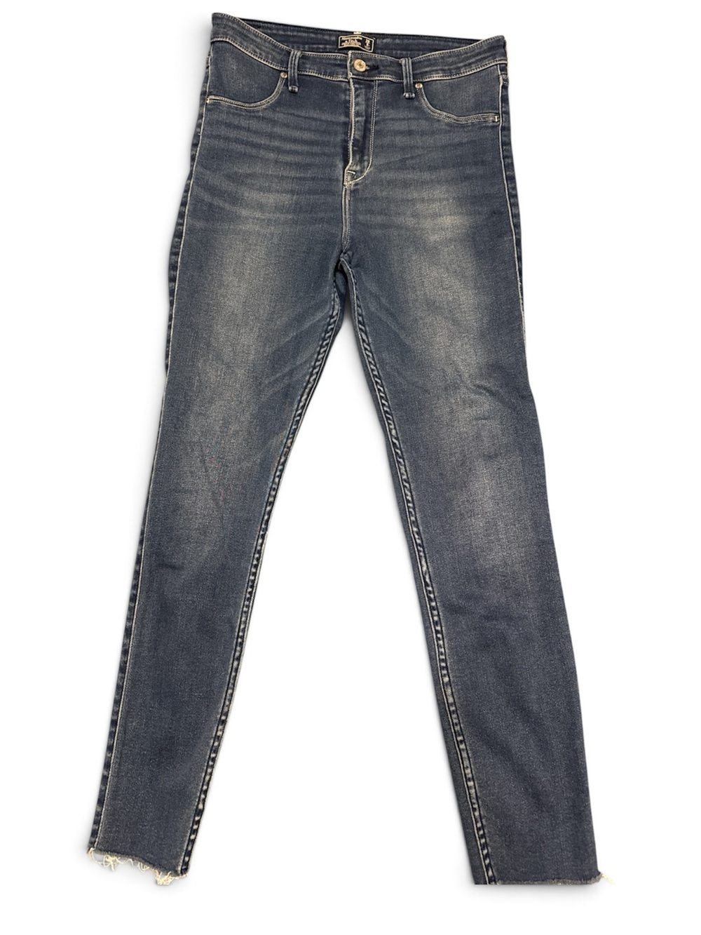 Abercrombie & Fitch Women's Skinny Legging Jeans in Faded Blue Wash Raw Hemming